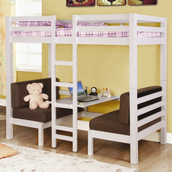children's room loft bed play sleep desk