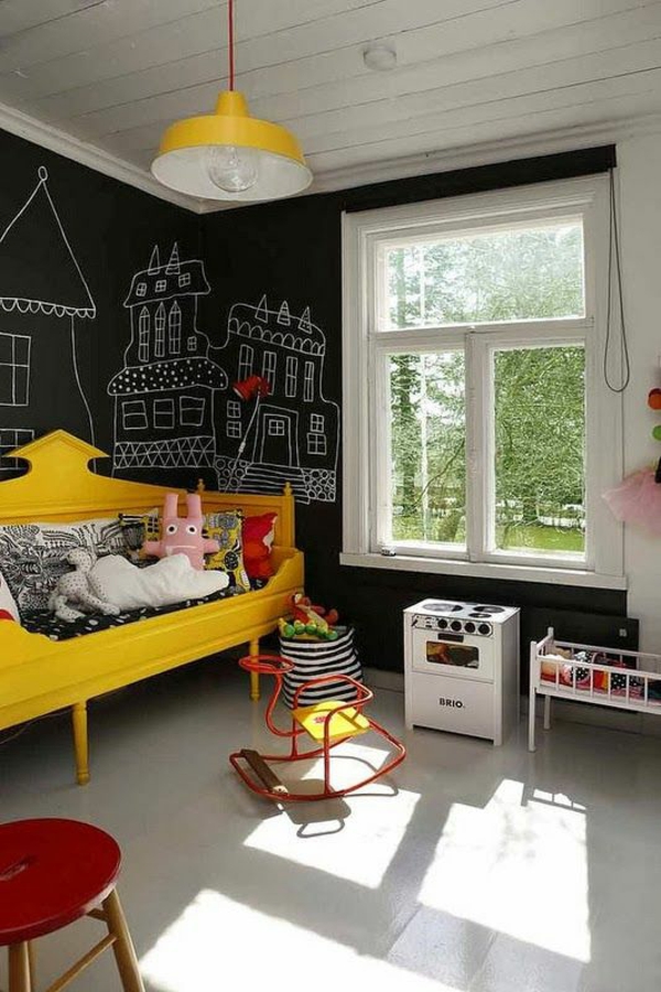 Nursery ideer i eklektisk stil sort væg seng