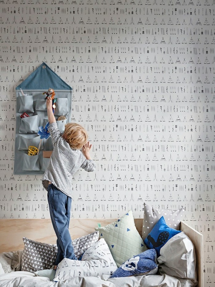 chambre d'enfants scandinave décoration papier peint pour enfants ferm living