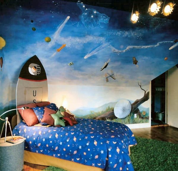 børns værelse under vandet inspiration seng tæppe