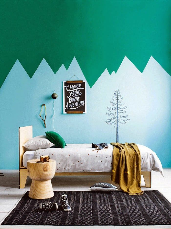 pintura de pared de habitación de niños diseño de pared de habitación de niños colores verdes