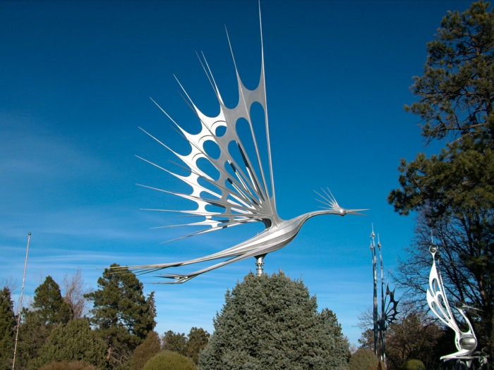 kinetic art installation modern sculptures bird