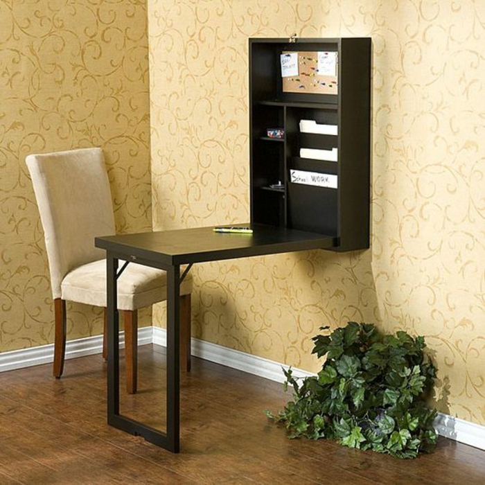 escritorio plegable configuración pequeña oficina en casa
