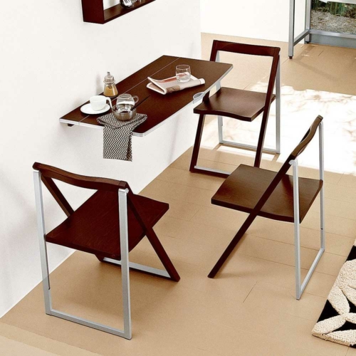 table pliante en bois küchenberiech sombre idée compacte