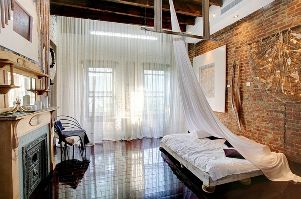 Classic Industrial Design Bedroom Cool Curtains Ideas