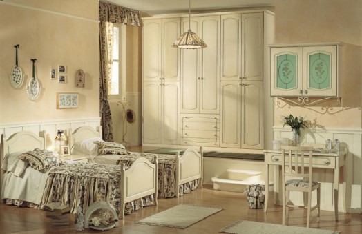 muebles de cuarto de niños clásicos marcos de cama camas individuales de color beige