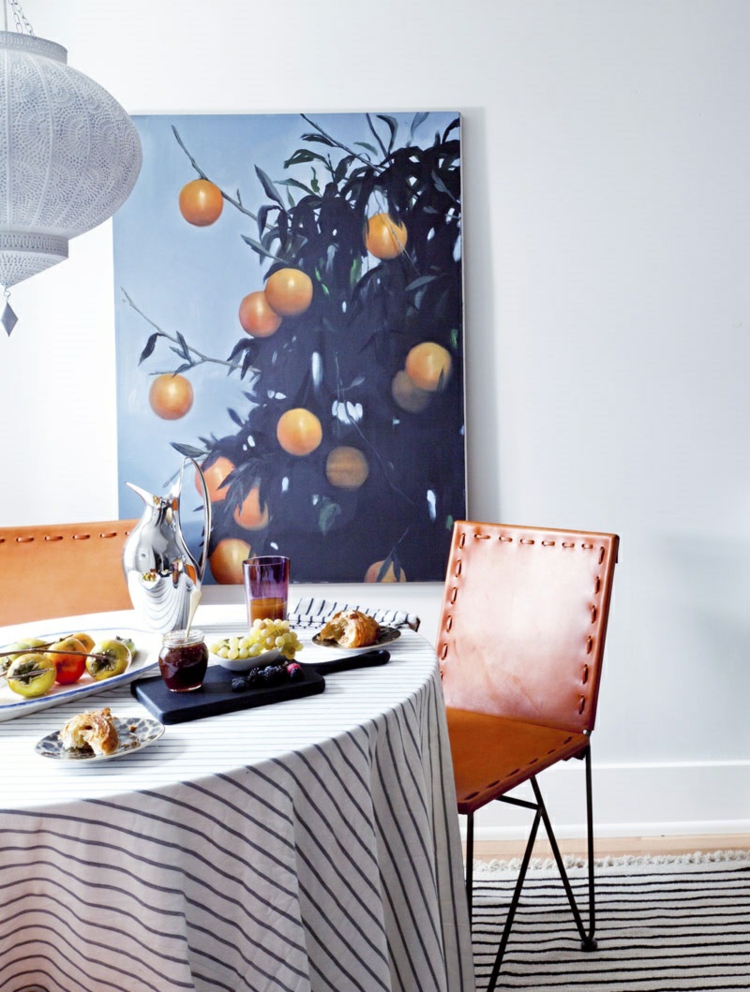 κλασική τραπεζαρία δημιουργήσει στρογγυλά τραπέζια ιδέες διακόσμηση τοίχων ζωγραφική