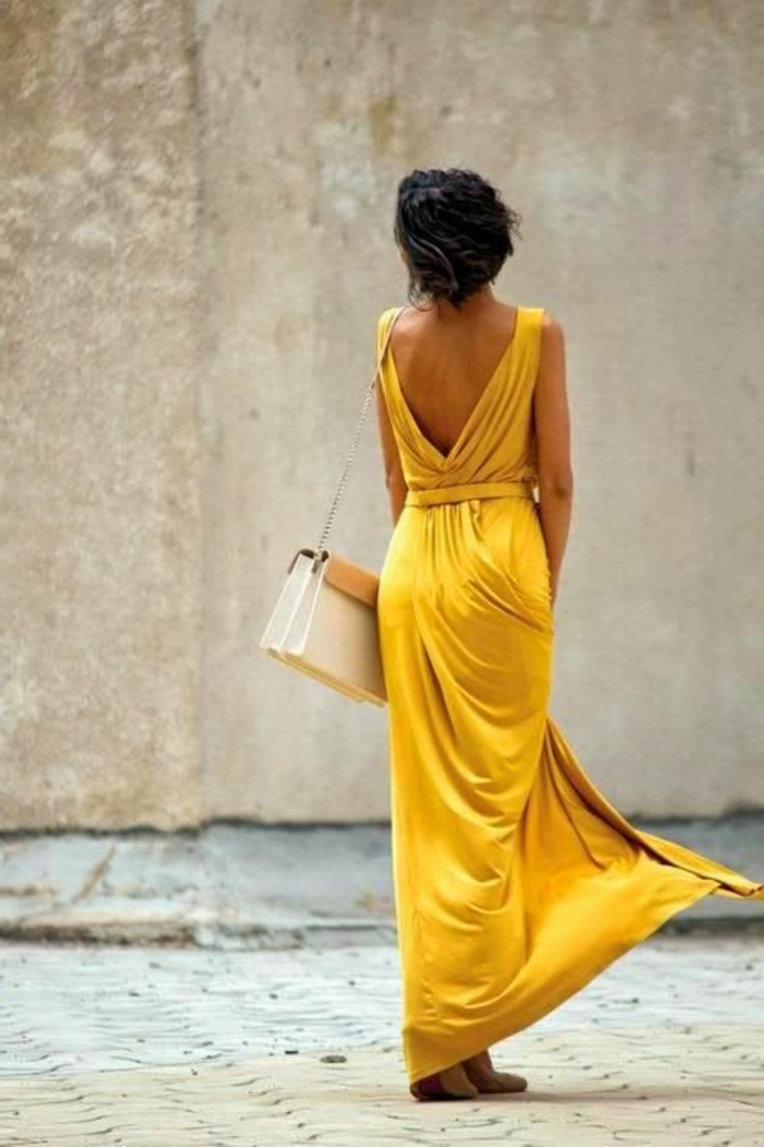 jurk geel lange elegante jurken trends damesmode