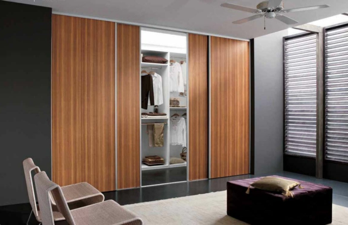 تصميم خزانة انزلاق الأبواب وظيفية غرفة خلع الملابس الحديثة