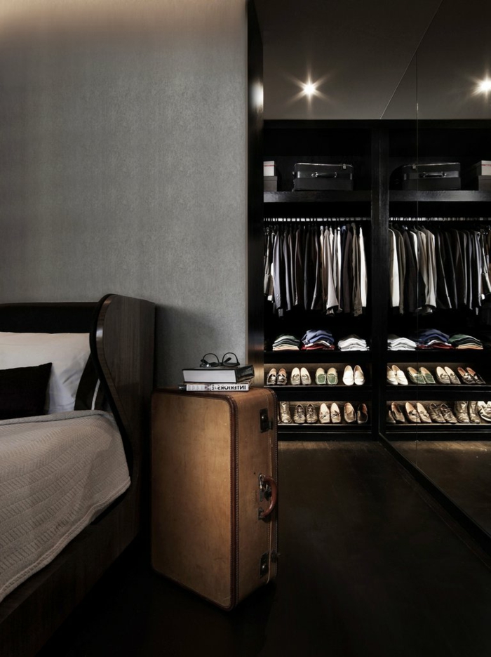 garderobe design hjemme ideer soverom åpen garderobe mørkere gulv