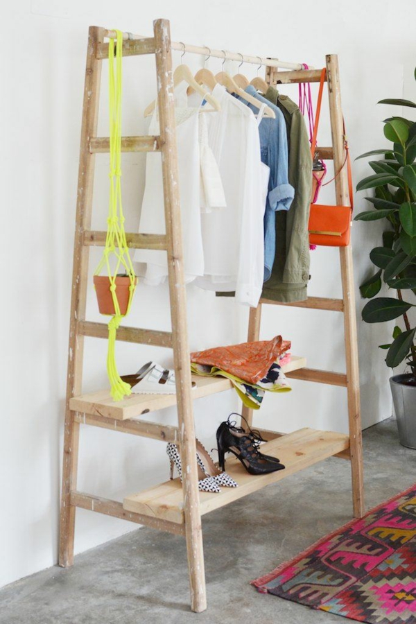clothes rack dressing room walk-in wardrobe build your own ideas wooden ladder