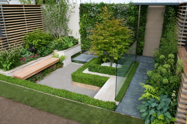 小花园的想法时尚花园长凳木现代园艺的想法