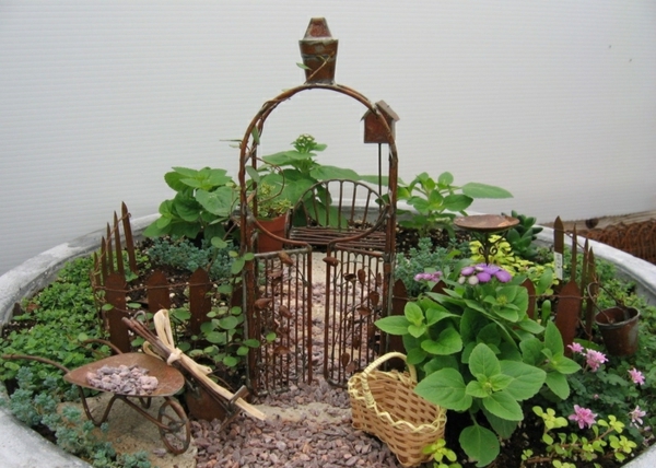 μικρούς κήπους σχήμα βότσαλο πόρτα εισόδου καροτσάκι