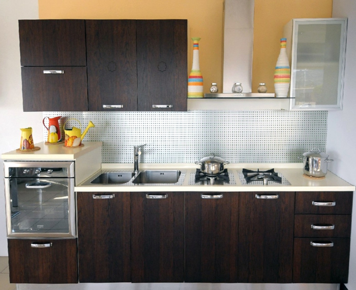 μικρές κουζίνες δημιουργήσει καφέ ντουλάπια κουζίνα δροσερό πίσω τοίχο κουζίνα