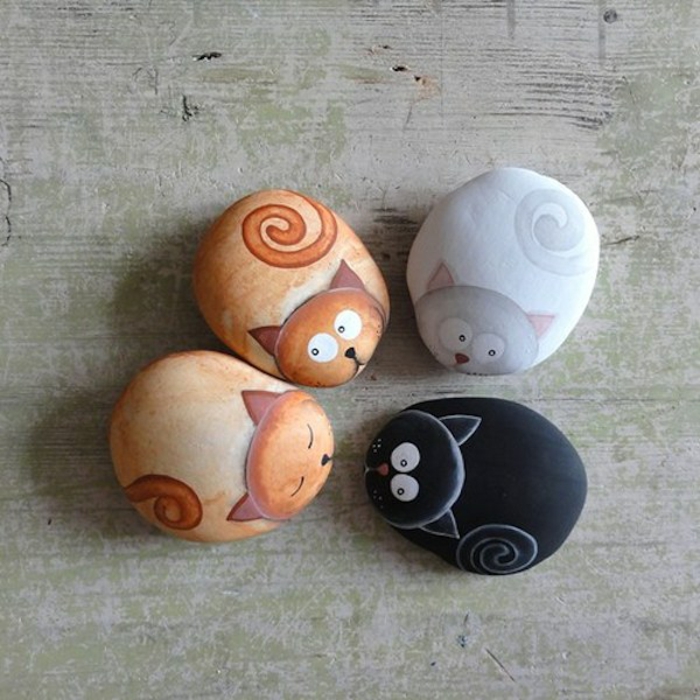 pienet kissat kivet maalausideat