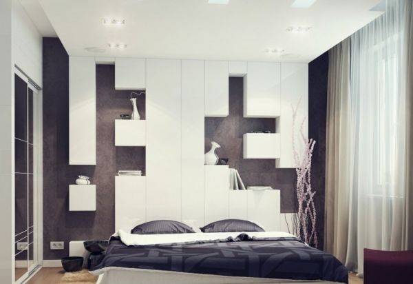 小卧室的几何形状和嵌入式照明