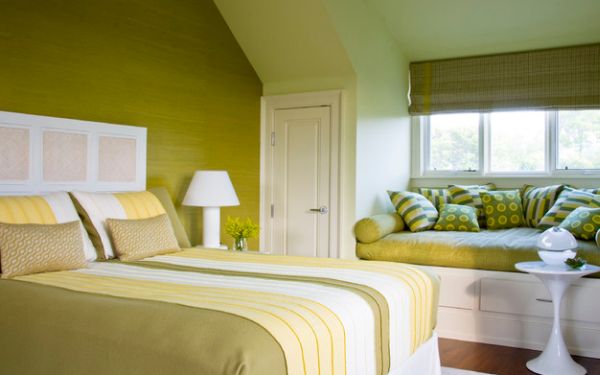 小卧室绿色细微差别很多的存储空间
