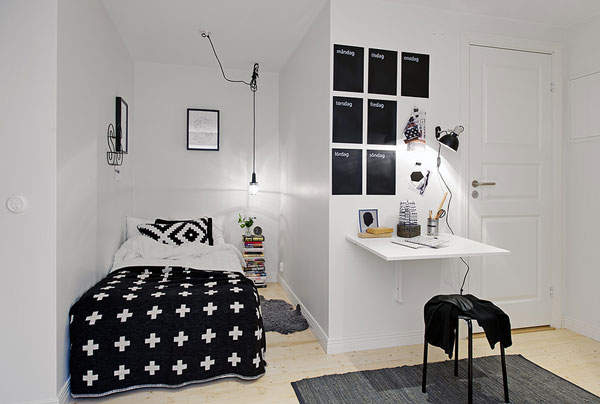 小卧室创造性地设计舒适的利基
