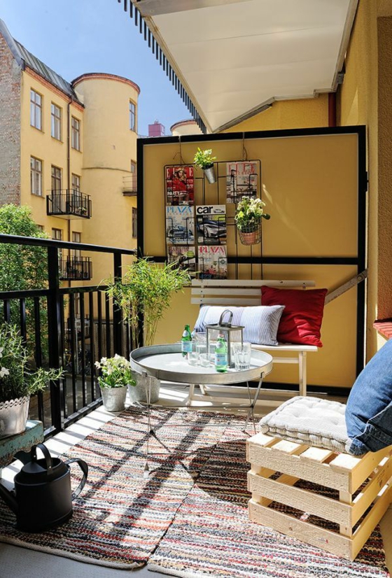 Idées de conception de terrasse petite terrasse Mobilier d'économie d'espace de coureurs de palettes