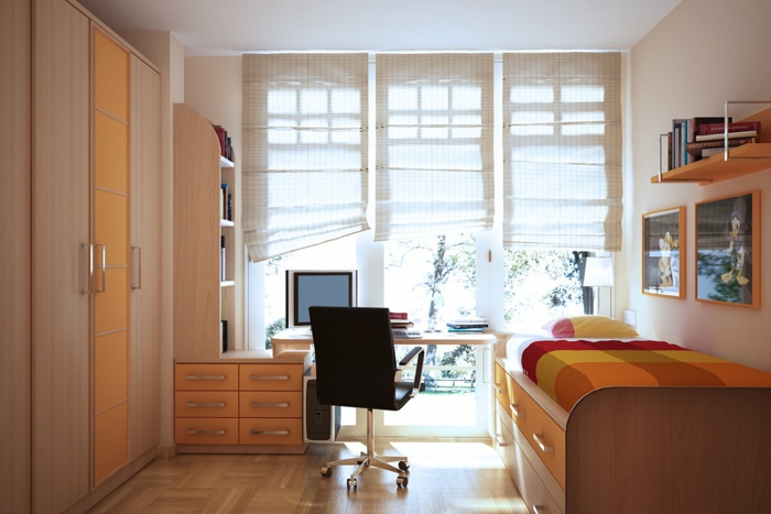 μικρό δωμάτιο που έχει συσταθεί υπνοδωμάτιο ρομαντικό σκιά κρεβάτι συρταριών γραφείο