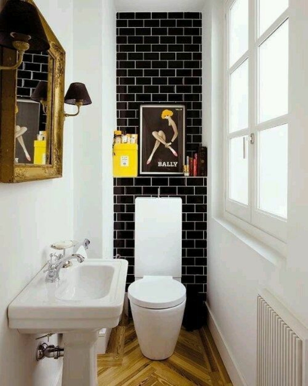 אמבטיה קטנה להגדיר לשירותים טואלט רטרו בסגנון אריח הקיר קישוט