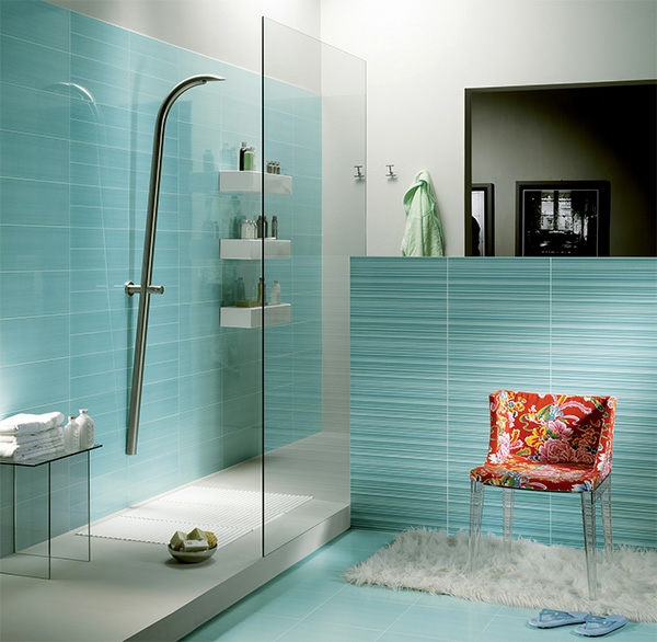 μικρές ιδέες πλακάκια μπάνιου μπλε ντους σύγχρονο μπάνιο