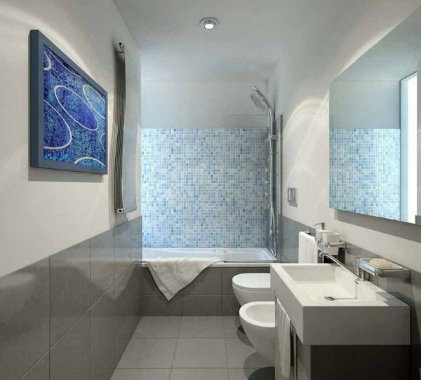 baño pequeño azulejo mosaico ducha bañera muebles de baño