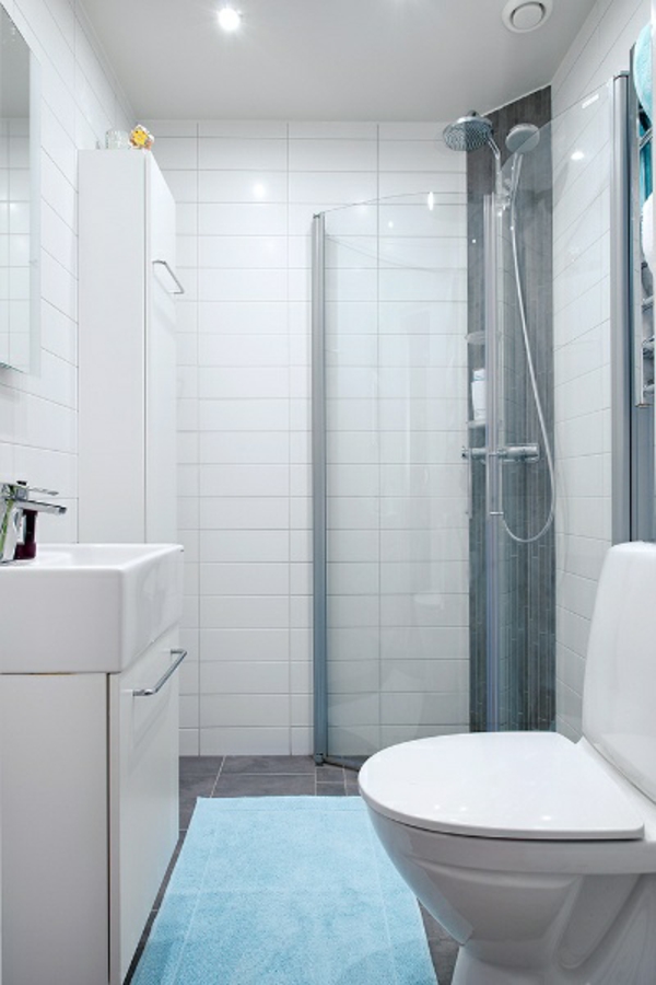 lille badeværelse design kompakt brusekabine glas badeværelsesmøbler