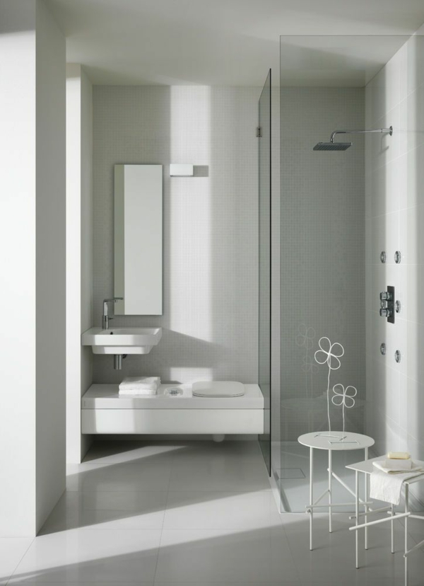 малки идеи за баня модерен душ на нивото на пода