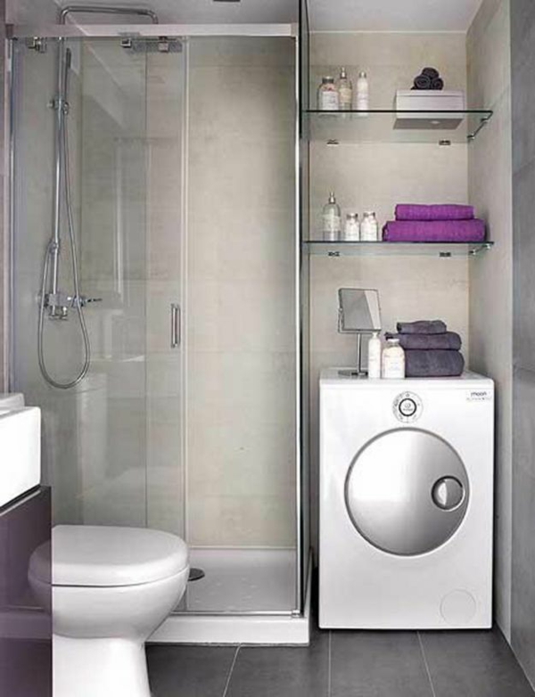 små badeværelser ideer vaskemaskine brusekabine badeværelsesmøbler