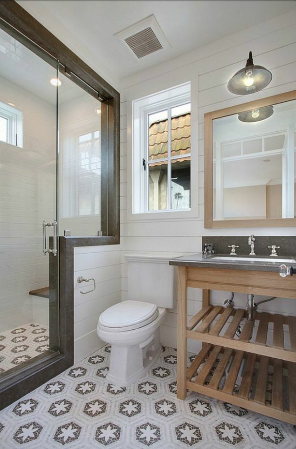 mažos vonios idėjos kriauklės vanity medienos dušas