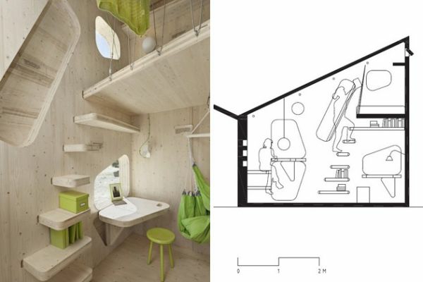 μικρό ξύλινο σπίτι φοιτητής διαμέρισμα tengbom αρχιτέκτονα σχέδιο διαβίωσης