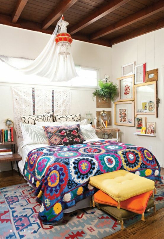 μικρό δωμάτιο διακόσμηση Boho κομψό στυλ πολύχρωμο κάλυμμα κουβέρτου εθνο μοτίβο