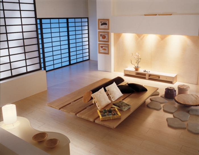 lille stue sat zen japansk stil træ sofabord