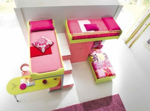 تصميم غرفة نوم ذكية ثلاث فتيات الاطفال الفكرة