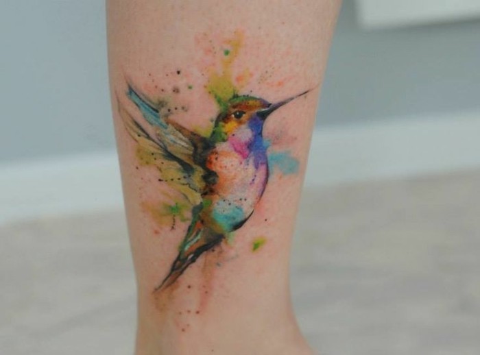 蜂鸟鸟水彩纹身的想法
