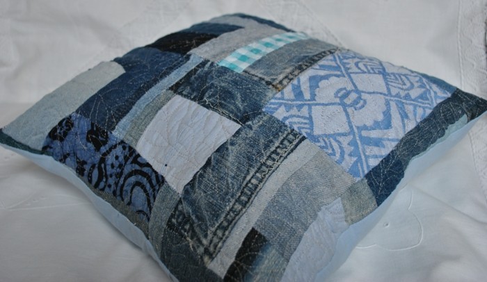 luova käsityöt vanha farkut tyynyliina patchwork