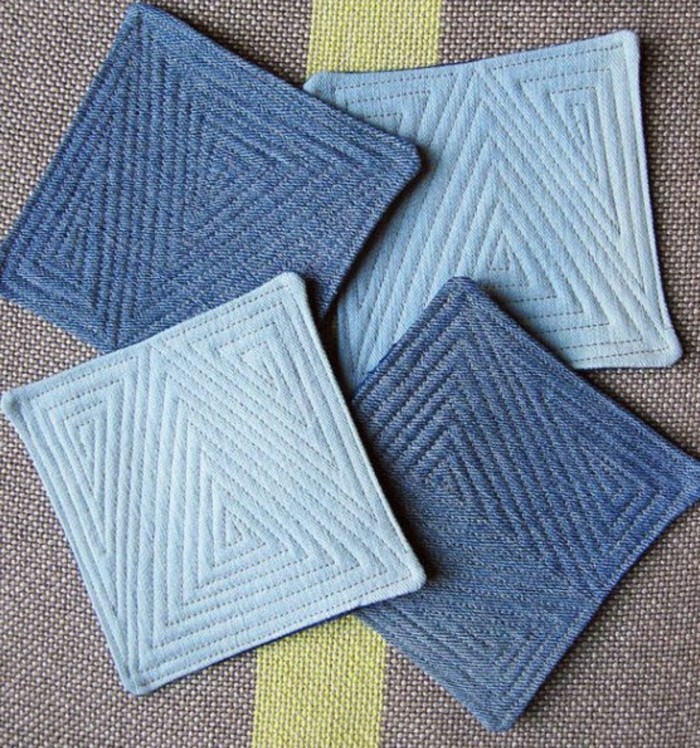 artesanías creativas tazas de costura de mezclilla