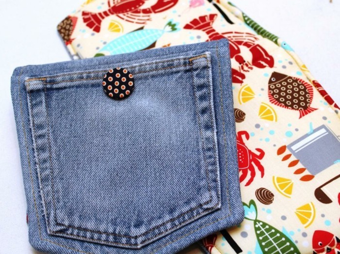 kreativ håndverk potholder knapp gamle jeans