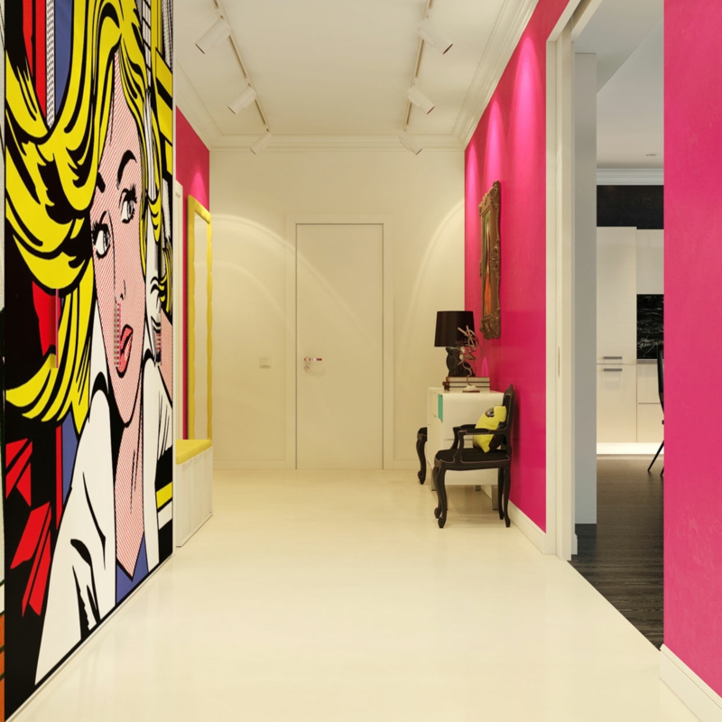 kreativ vegg design hallway pop art stil