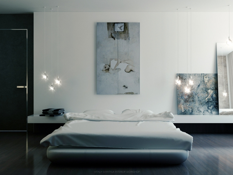 δημιουργικό σχεδιασμό τοίχων υπνοδωμάτιο ιδέες κρεβάτι σύγχρονο ντεκόρ τοίχο