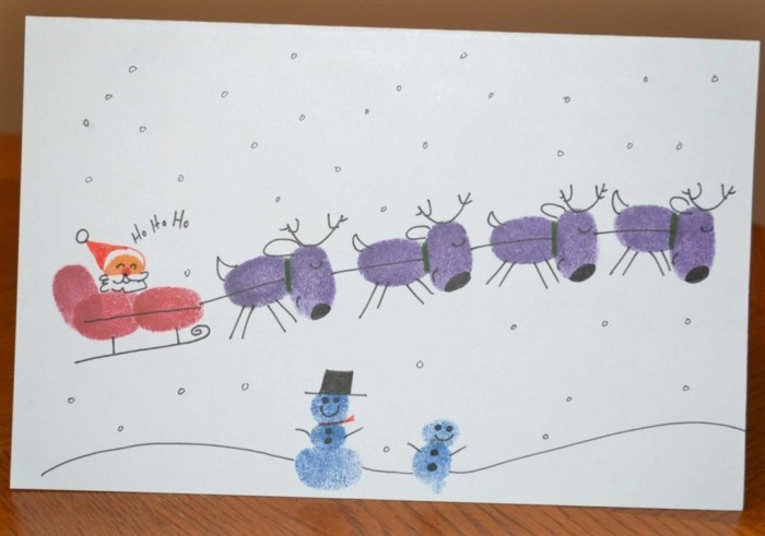 Creatieve ambachtelijke ideeën voor kinderen Kerstkaart met vingerafdrukken