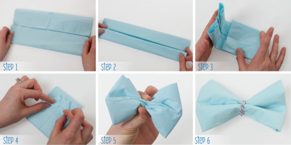 Kreative håndverk papir servietter folding instruksjon loop serviett ring