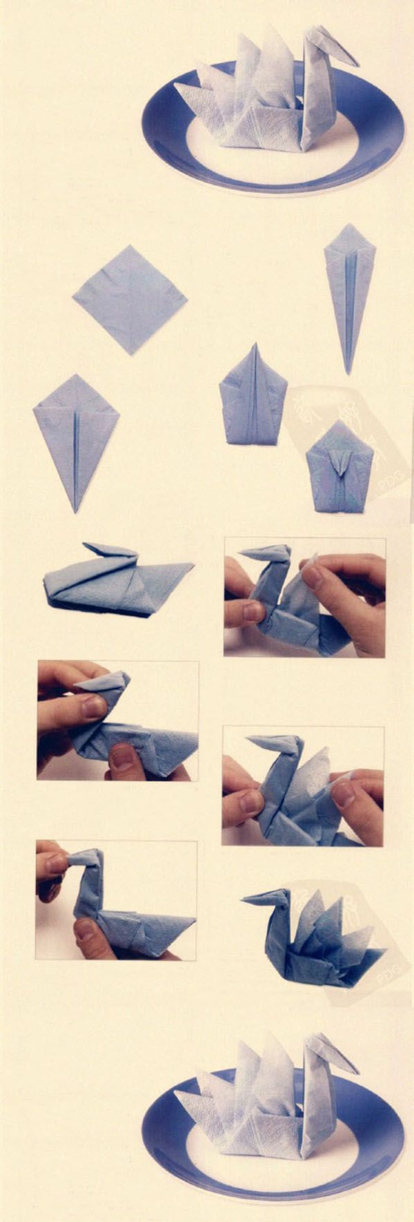 kreative håndverk papir servietter brette instruksjon svane
