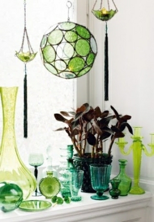originele deco-ideeën groene glazen hanger