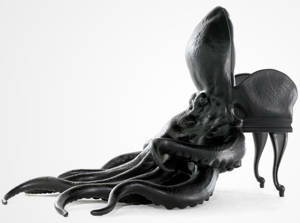 chaises design en cuir noir poulpe