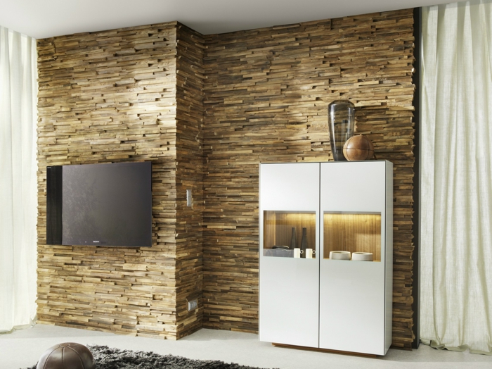 creatief muurontwerp houten lambrisering interieur ideeën wanddecoratie