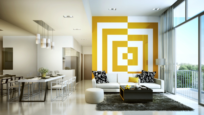 diseño creativo de la pared diseño de la pared esquema de colores colores similares efecto 3D amarillo
