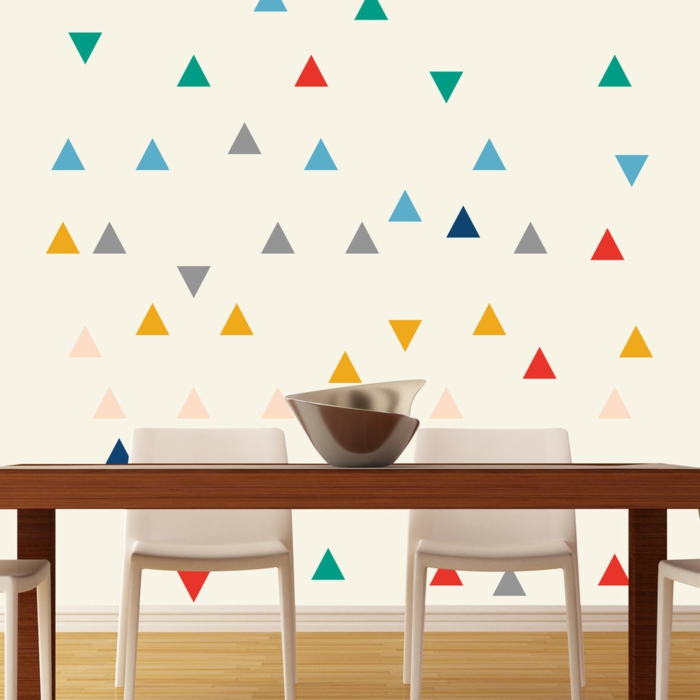 Wall pattern walls design wall design color schemes triangles colorful