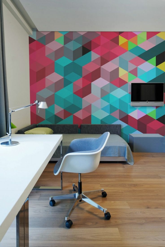 diseño de pared creativo diseño de pared diseño de color triángulos kontrastrecih confundido